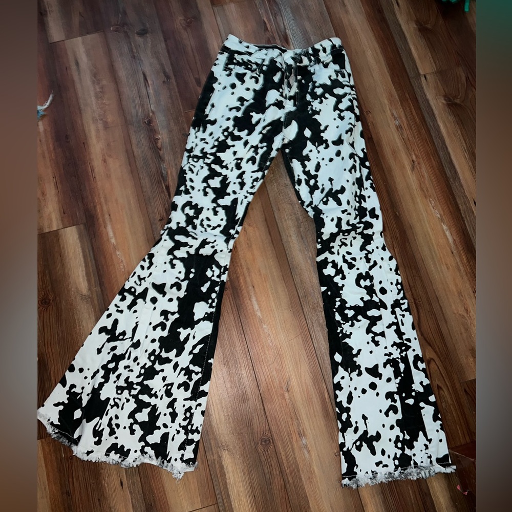 COW PRINT BELL BOTTOMS